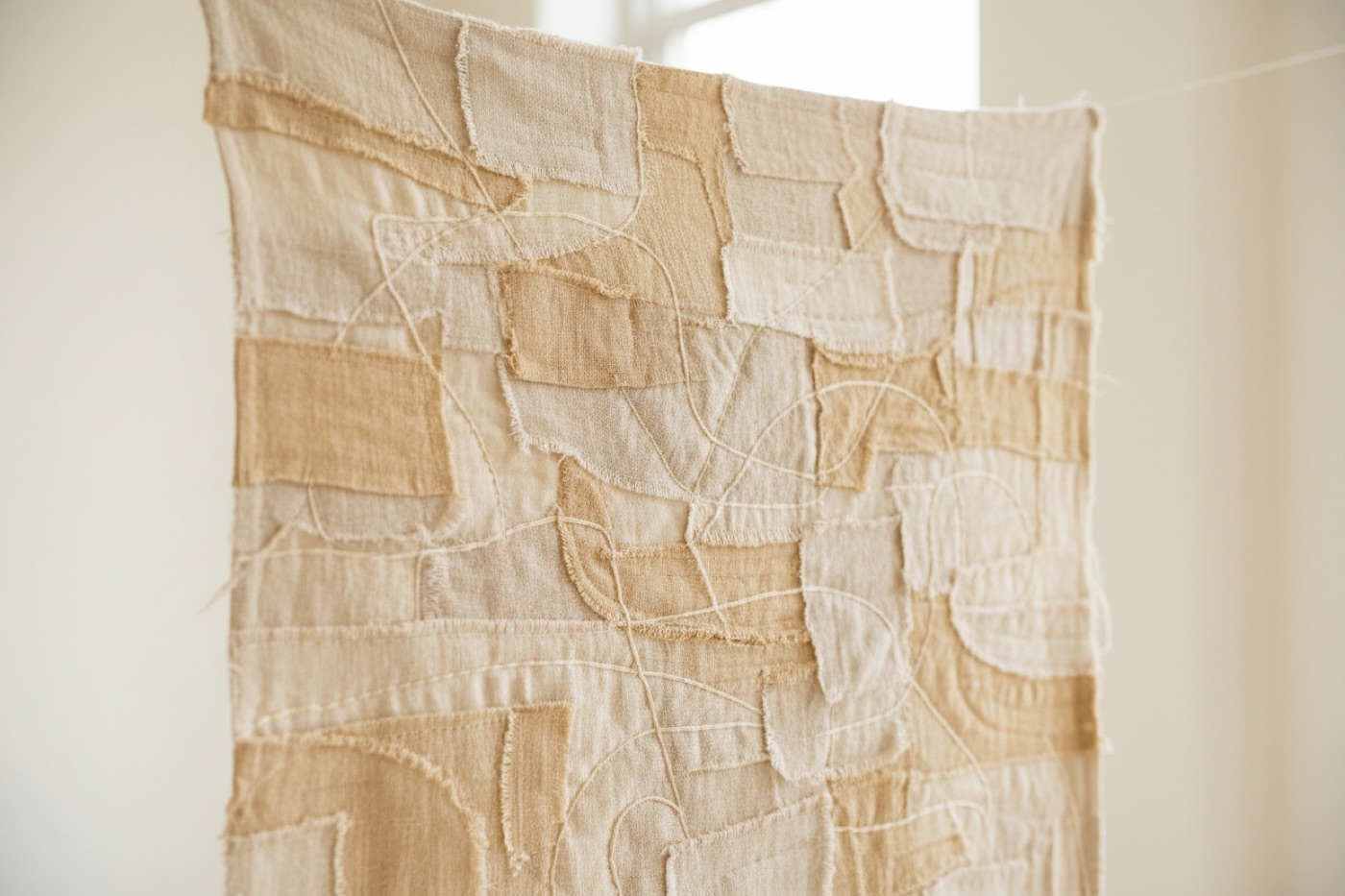 Cream woven linen textile study